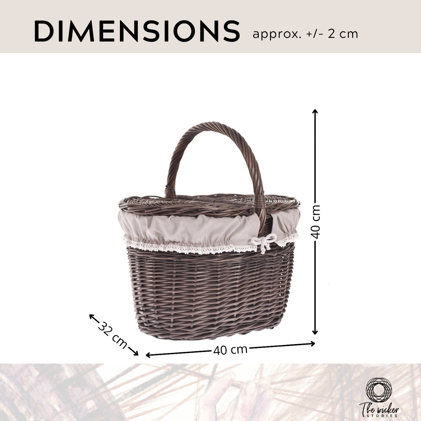 Kastalia wicker picnic basket, shopping basket with handle and lid TheWickerStories