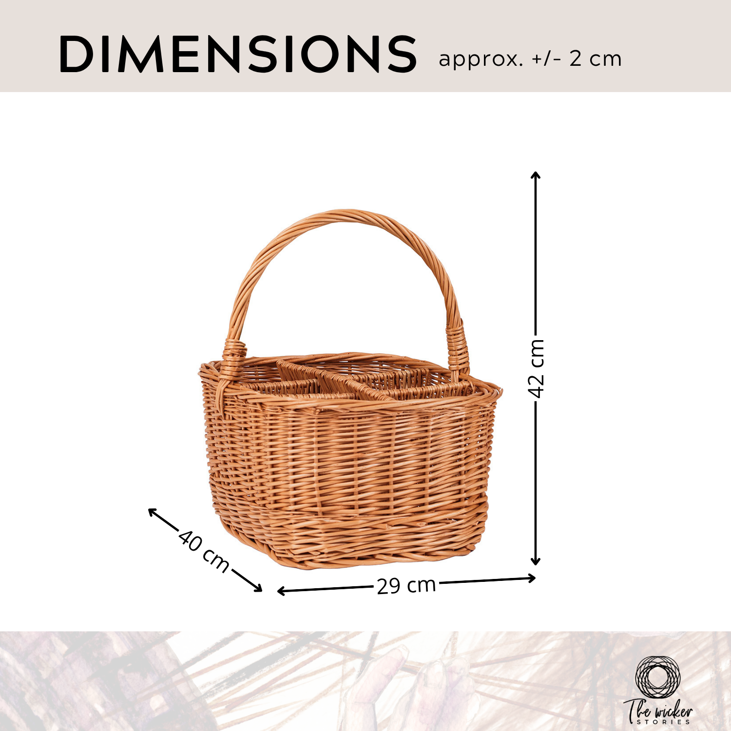 Gaudia wicker basket, bottle crate, carrier with dividers and handle TheWickerStories