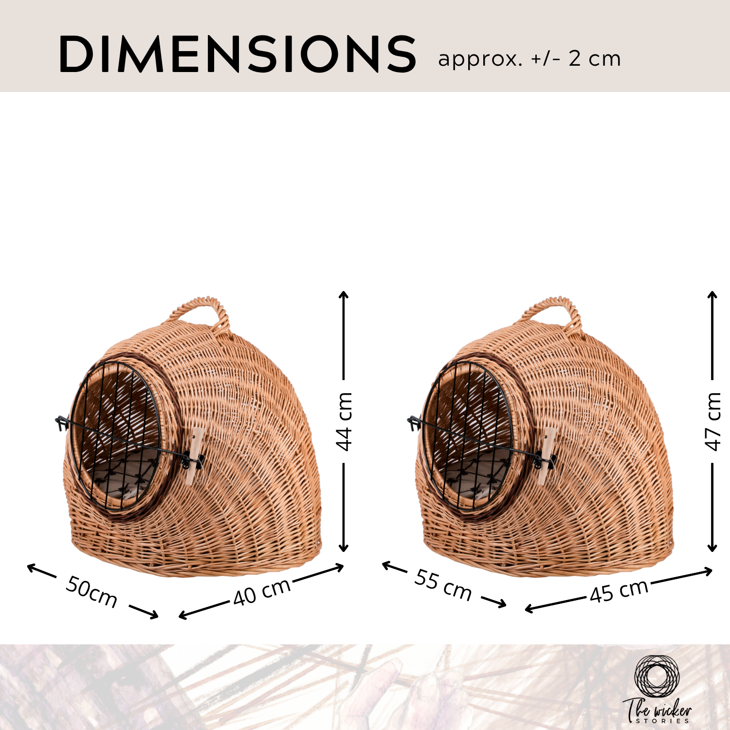 wicker cat house with cushion, carrying handle and metal doors