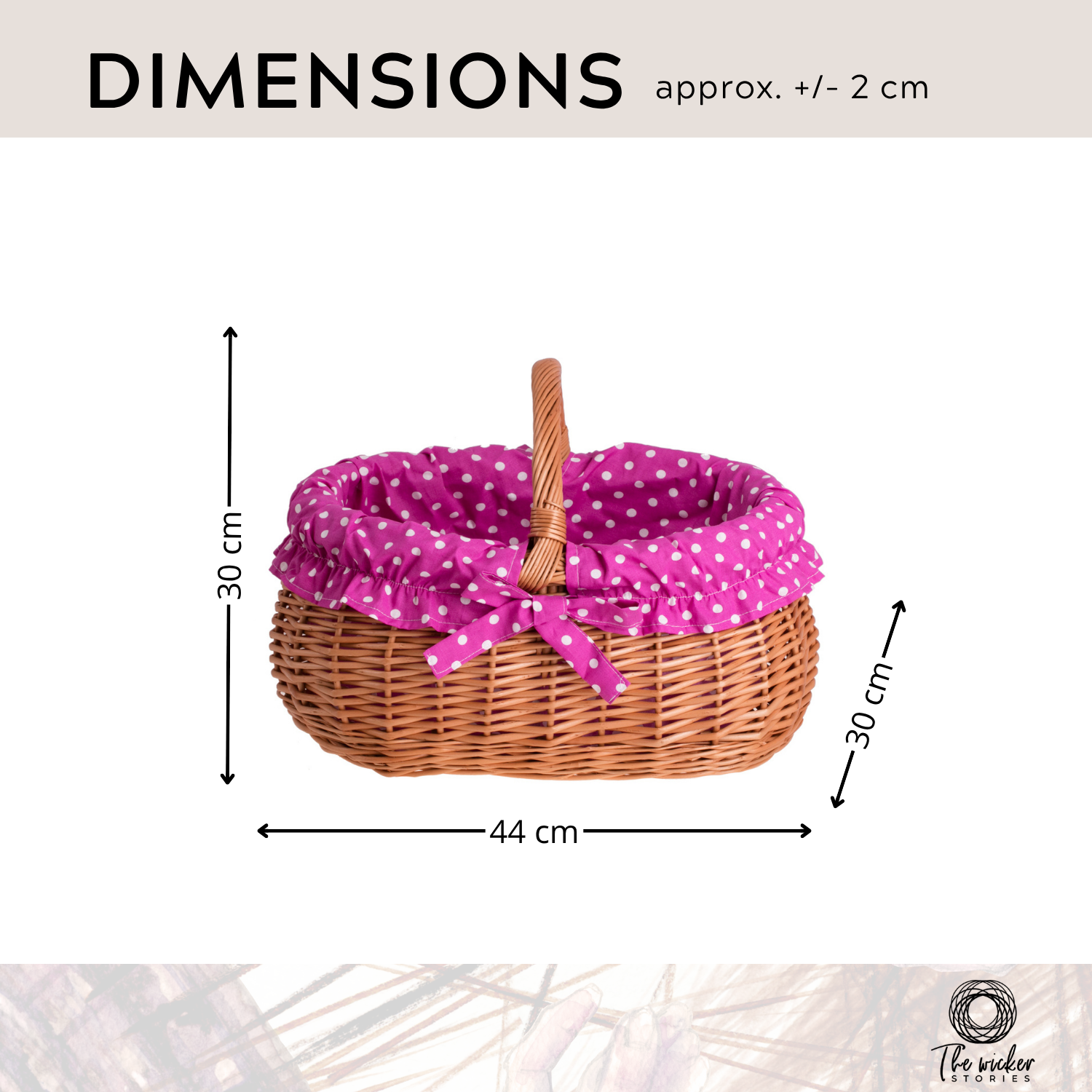 Wendissa cesto della spesa in vimini, cestino per funghi e picnic, cesto regalo decorativo con bordo TheWickerStories