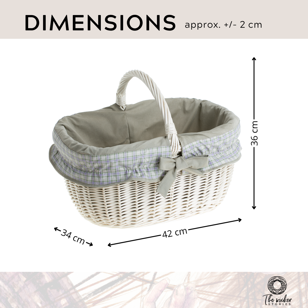 Wilhelmina coș de rachită pentru cumpărături, coș pentru ciuperci și picnic, coș cadou decorativ cu margine TheWickerStories