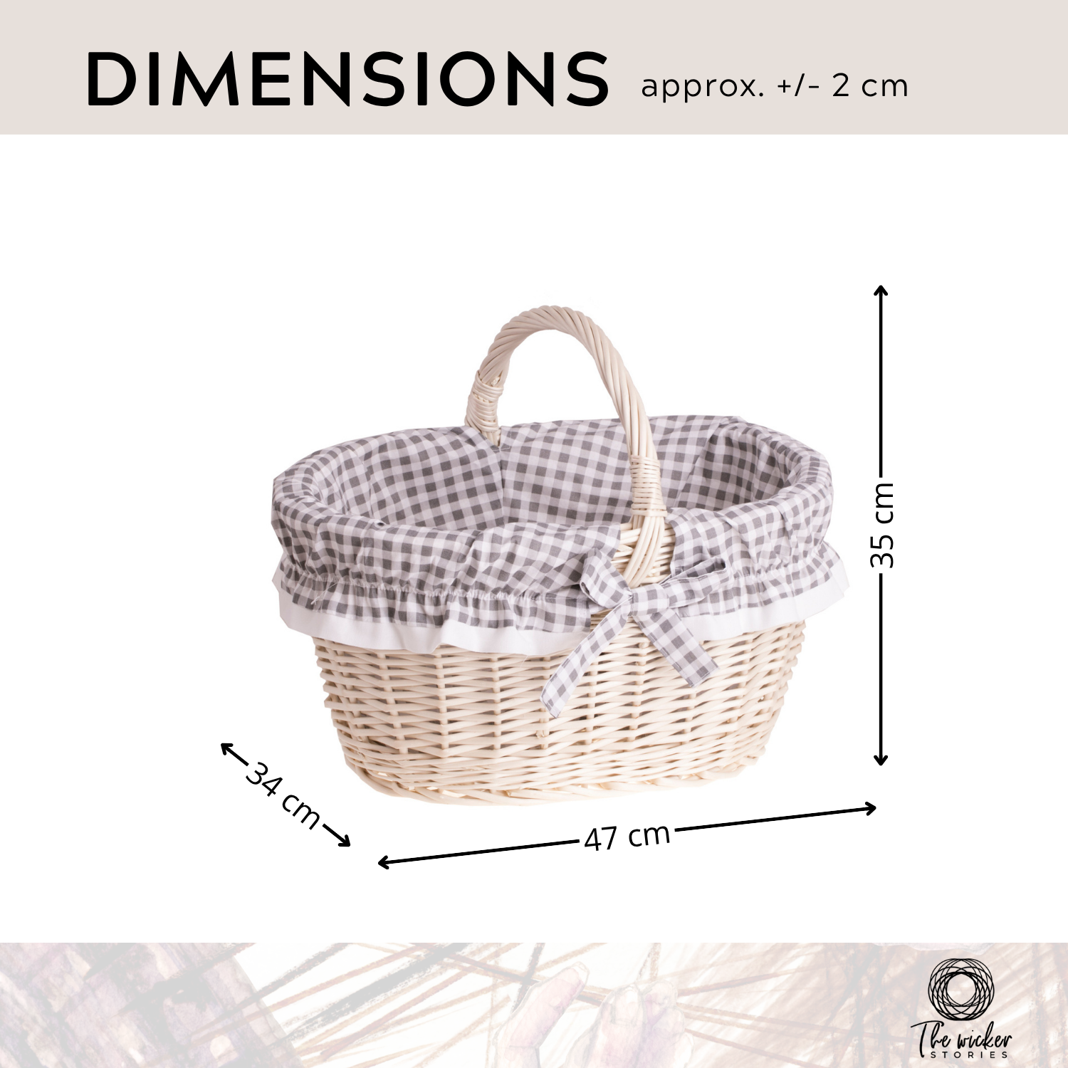 Walerissa coș de cumpărături din nuiele, coș pentru ciuperci și picnic, coș cadou decorativ cu margine TheWickerStories