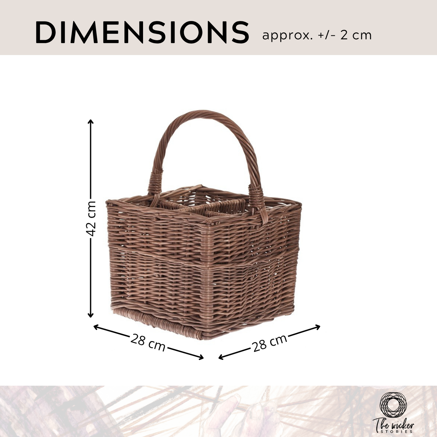 Gaudios wicker bottle basket with compartments and handle TheWickerStories