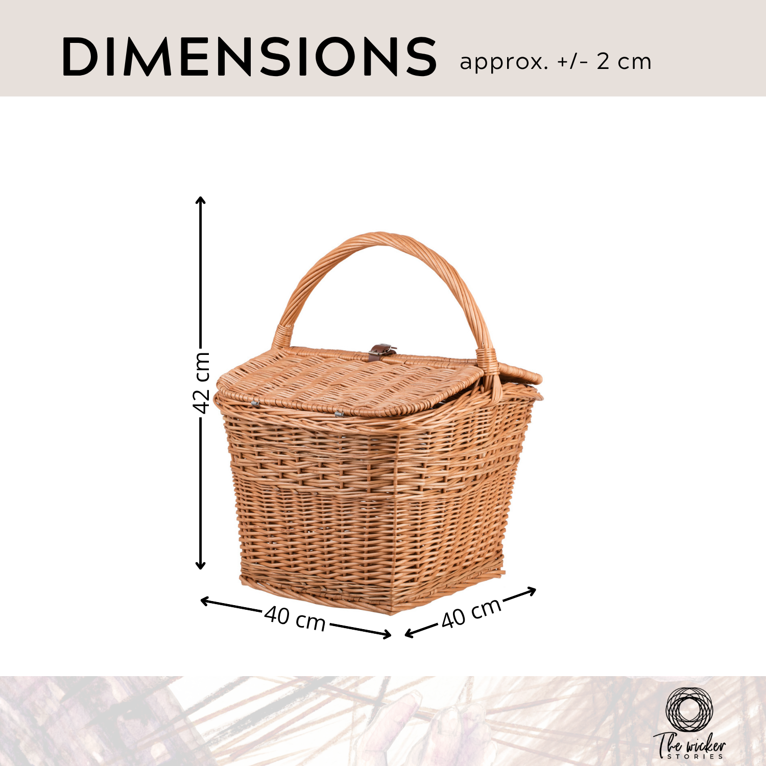 wicker picnic basket with lid and handle