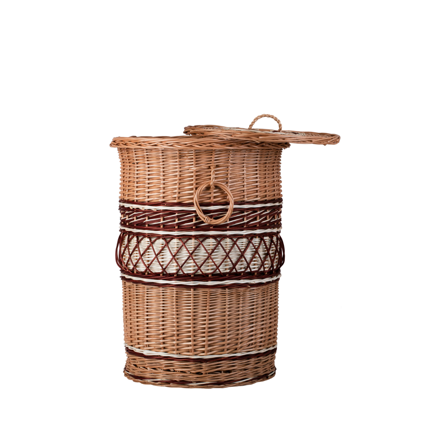 Maravia Rieten wasmand met stoffen voering, deksel en handvatten TheWickerStories