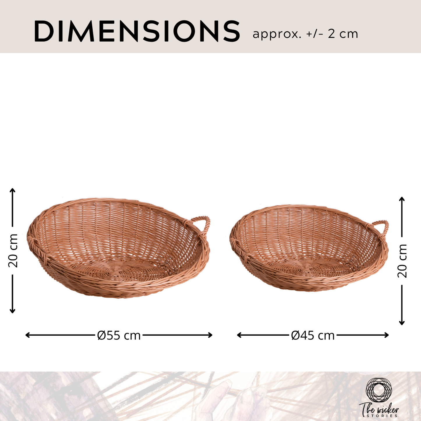 Teravellia Pletena košara iz vrbe za sadje in kruh z ročaji TheWickerStories