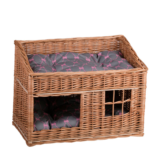 Estrella rieten kattenhuis met twee kussens