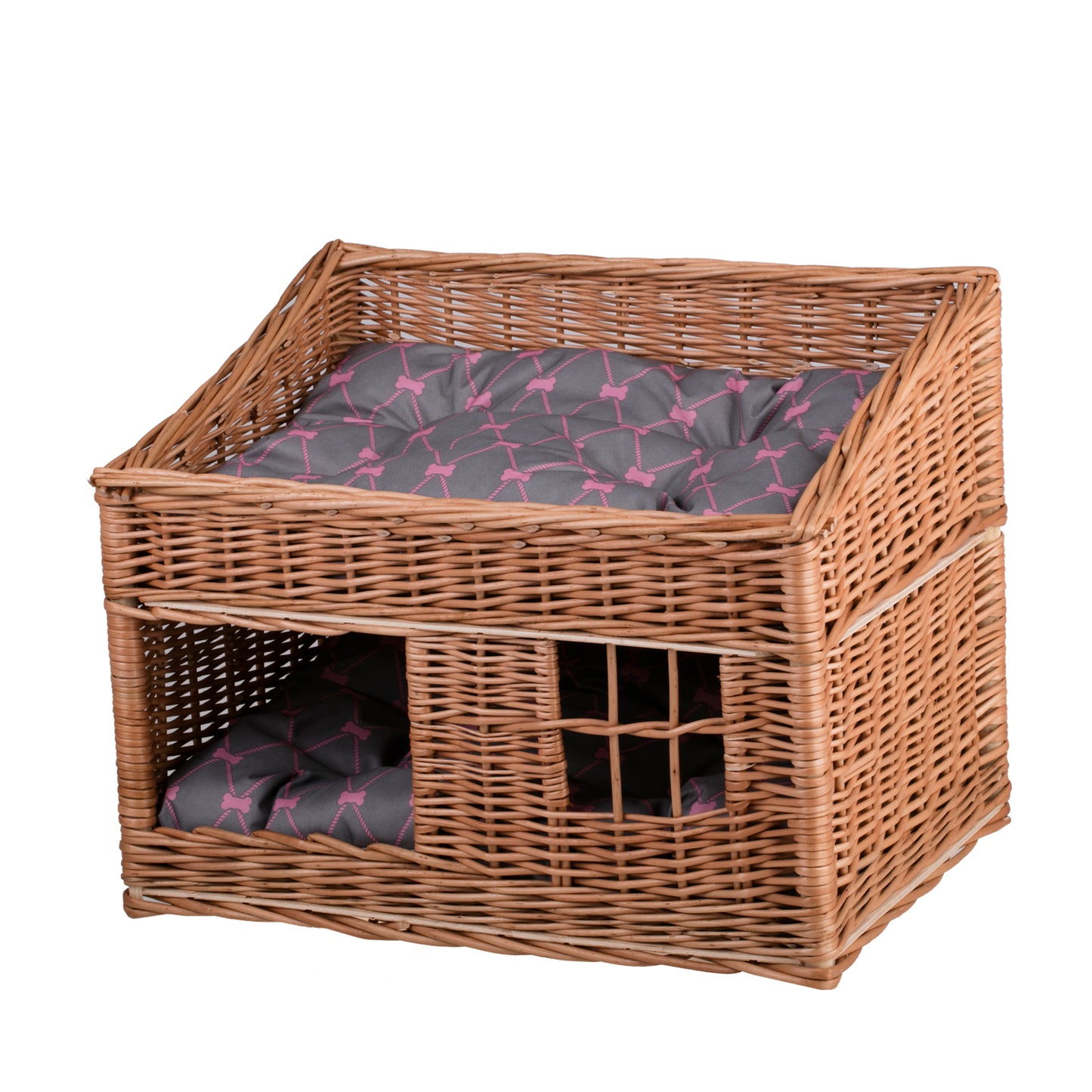Estrella wicker cat house with two cushions