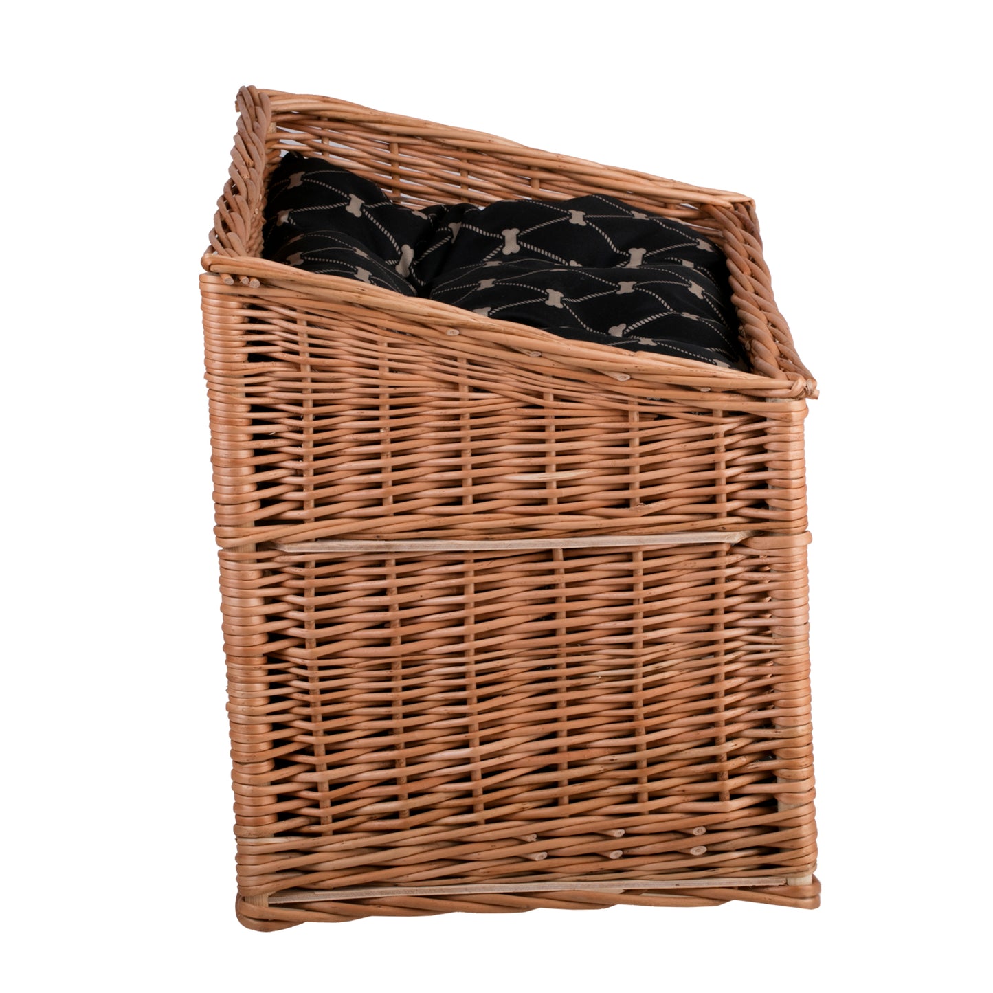 Estrella wicker cat house, two-tier, with two waterproof cushions and a small window