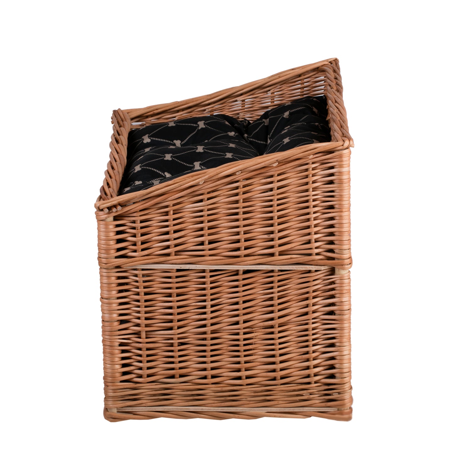 Estrella wicker cat house, two-tier, with two waterproof cushions and a small window