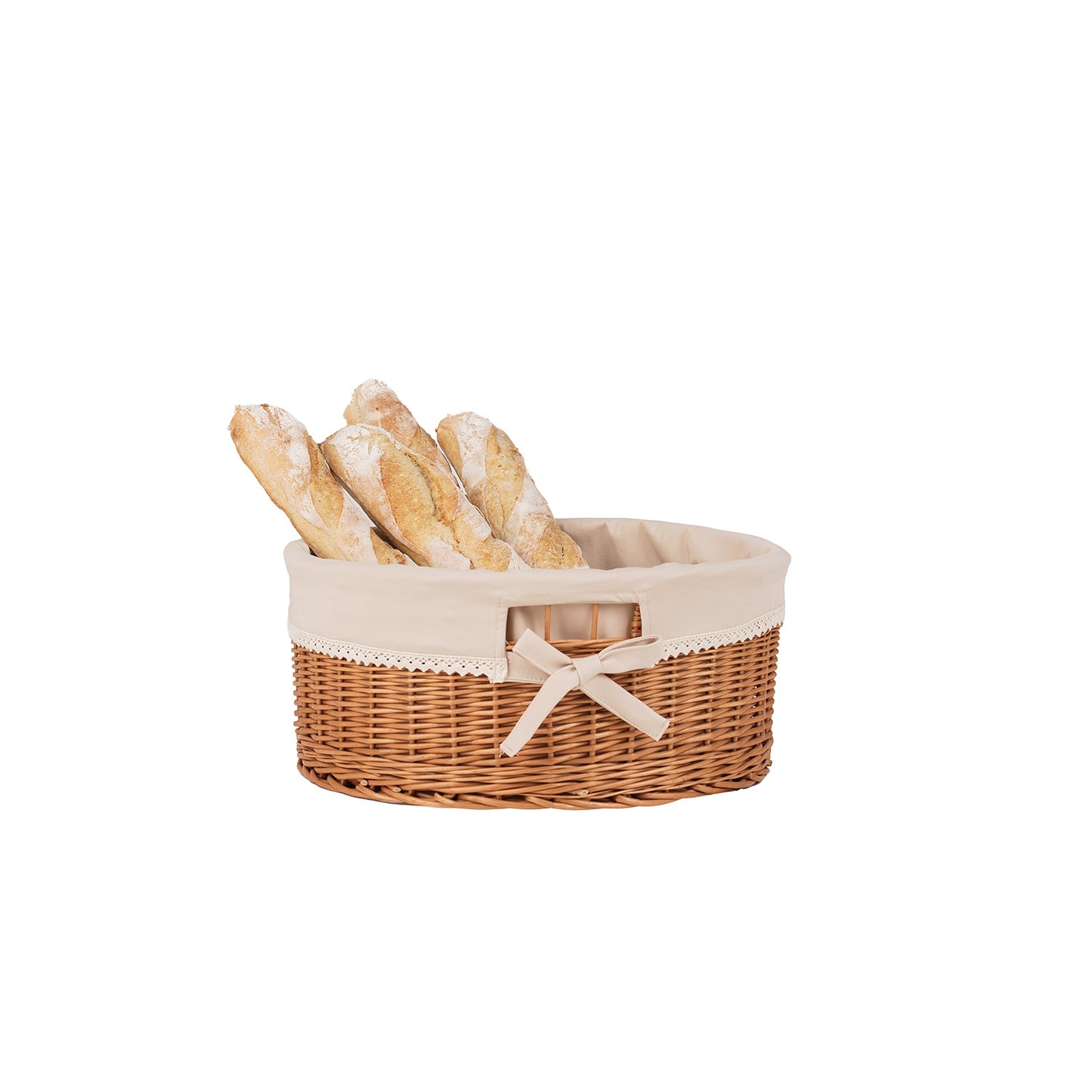 Nova panier en osier avec doublure beige