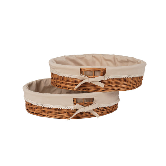 Nova set of 2 wicker baskets with beige lining