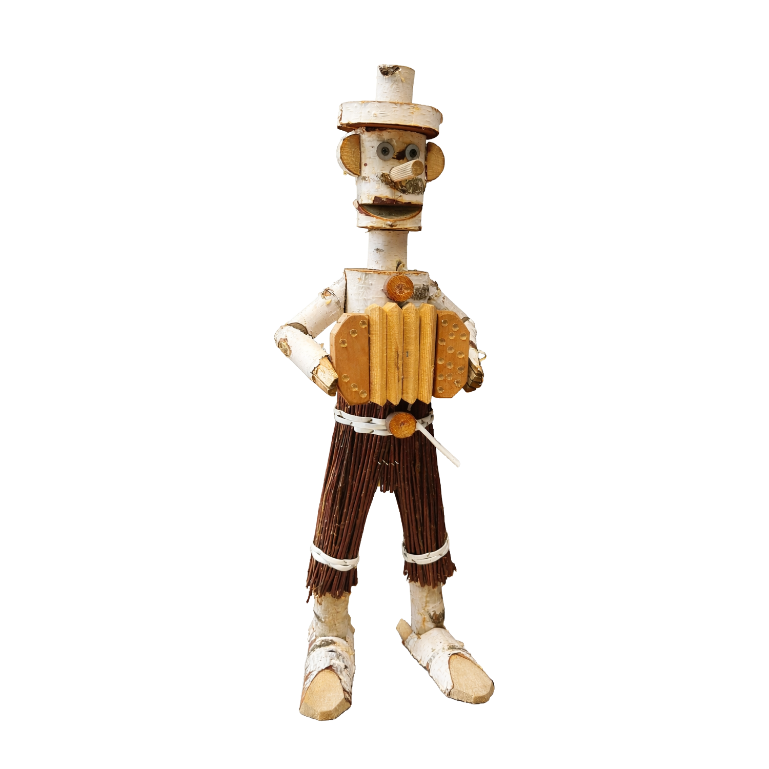 figurine décorative en bois de bouleau pour jardin – décoration artisanale idéale pour compositions avec osier et rotin