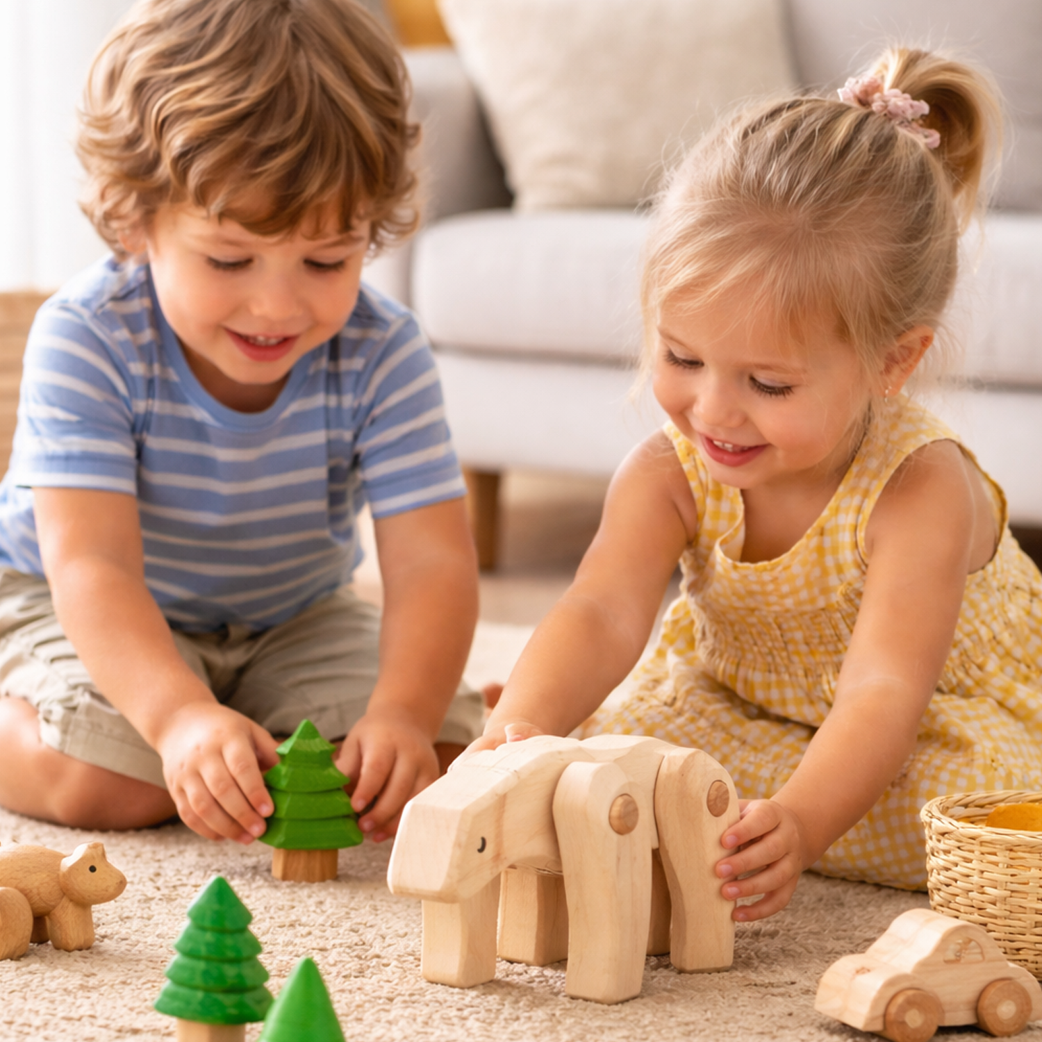 ours polaire en bois – figurine animale avec pattes mobiles