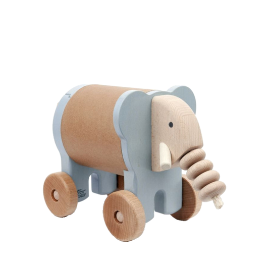 éléphant en bois sur roulettes – jouet pour enfants