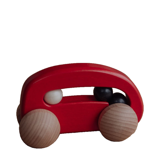 wooden car with 3 beads – children's toy