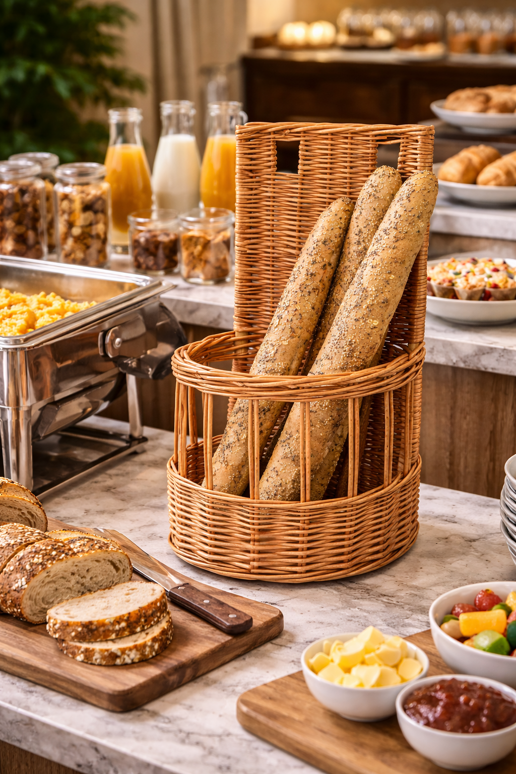 Bivela geflochtener Weidenkorb für Baguettes zur Aufbewahrung und Präsentation TheWickerStories
