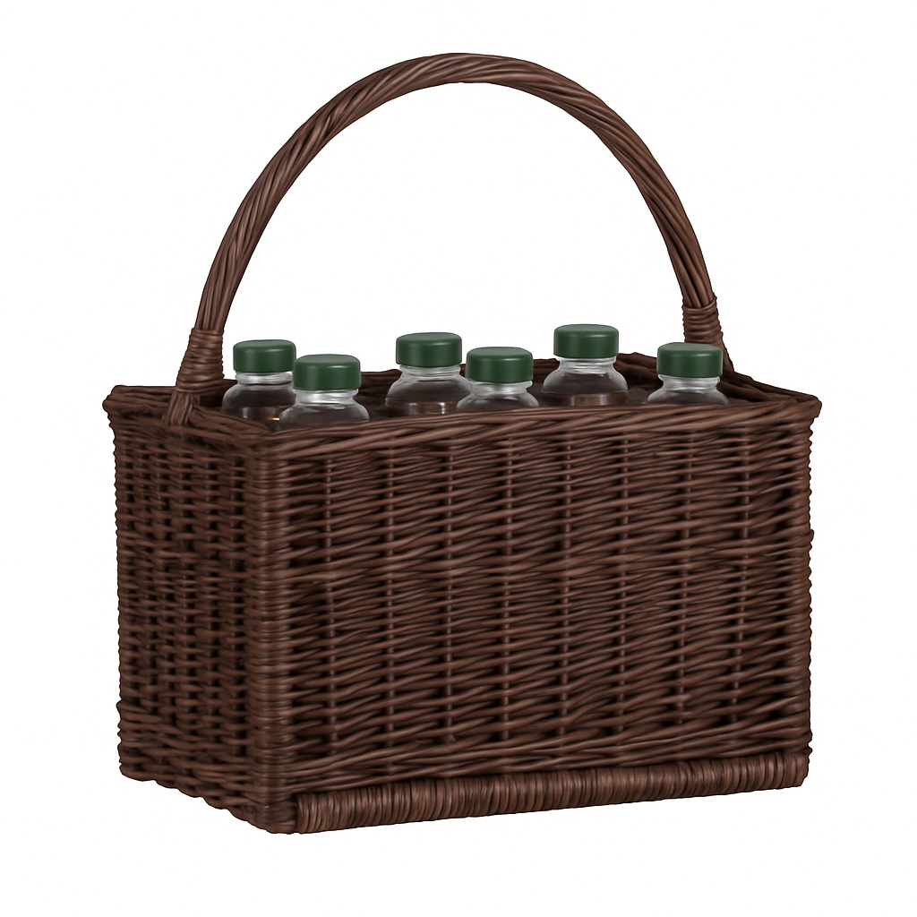 Gionella wicker bottle basket with compartments and handle TheWickerStories