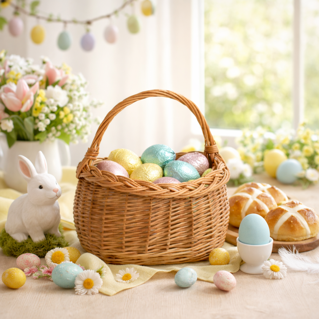 Zelma wicker Easter blessing basket with handle TheWickerStories