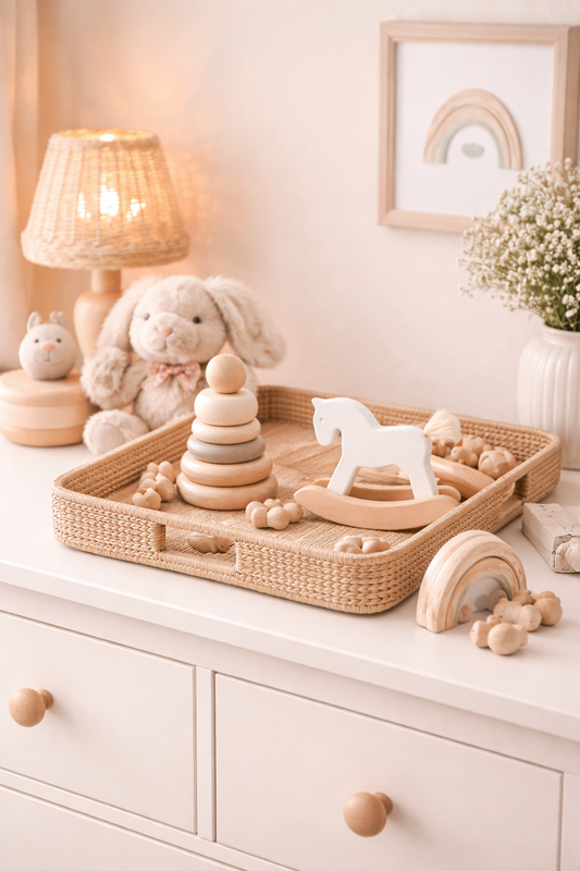 white wooden rocking horse - toy for children