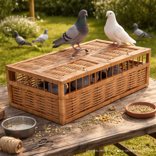Tulipa wicker pigeon carrier, transport basket for pigeons, enclosed transport cage TheWickerStories