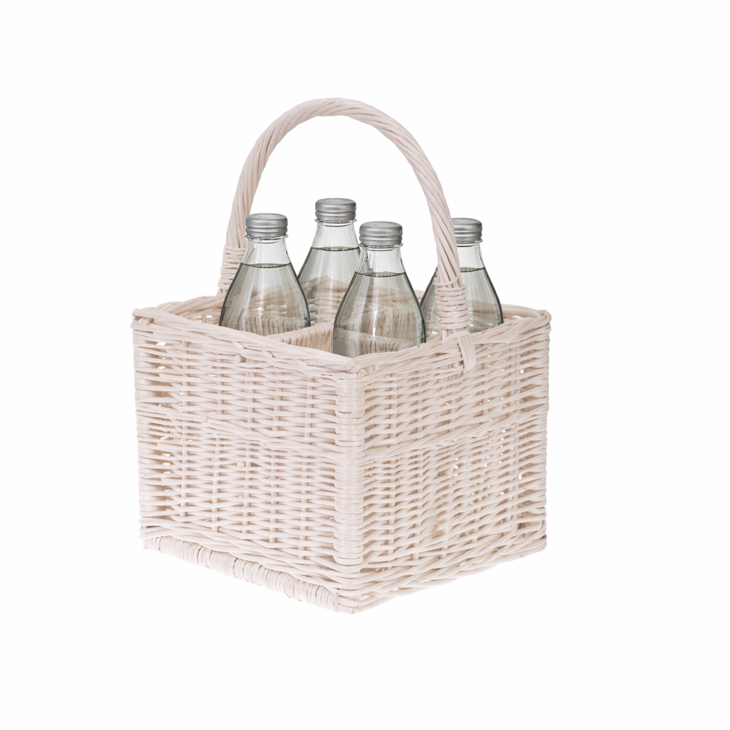 Gaudios wicker bottle basket with compartments and handle TheWickerStories