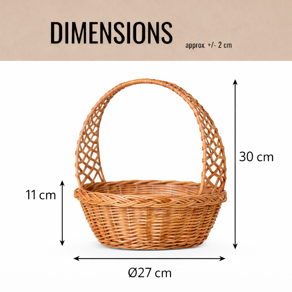 Zaria round wicker Easter blessing basket (święconka) with handle TheWickerStories