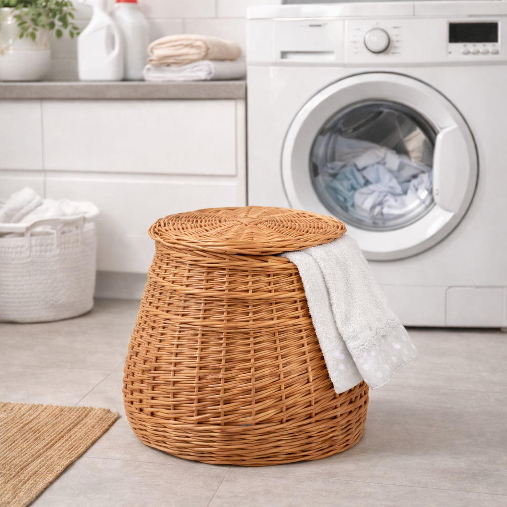 Mirell wiklinowy kosz na pranie z pokrywą TheWickerStories