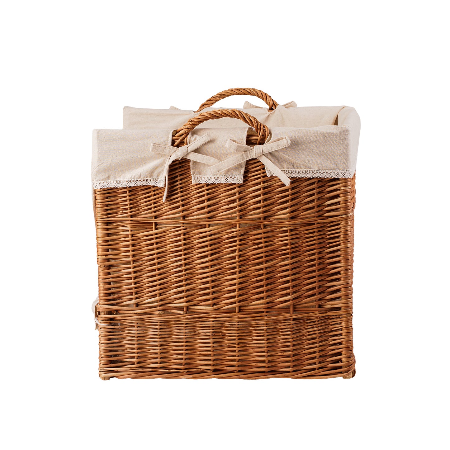 Bretia wiklinowy kosz na bagietki z beżowym obszyciem TheWickerStories