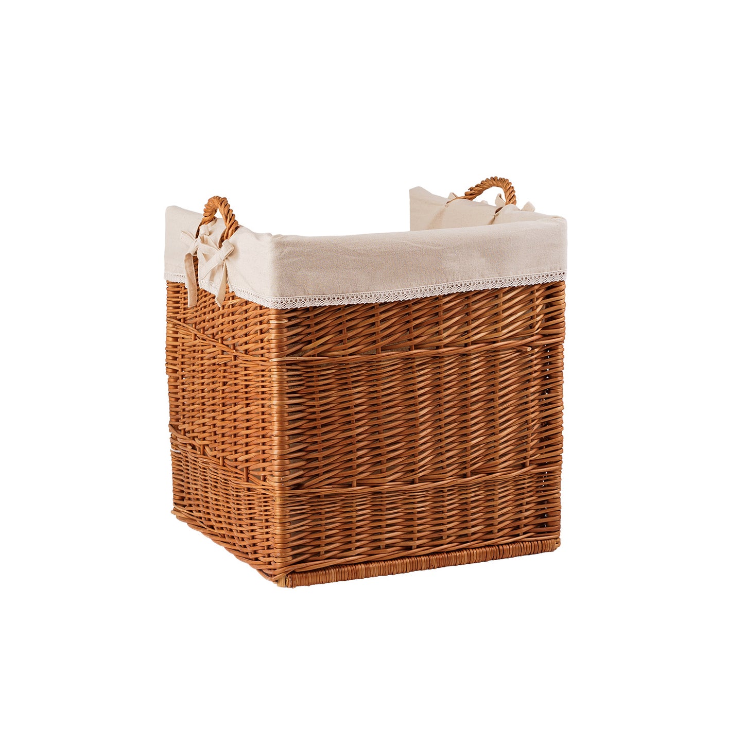 Bretia wiklinowy kosz na bagietki z beżowym obszyciem TheWickerStories