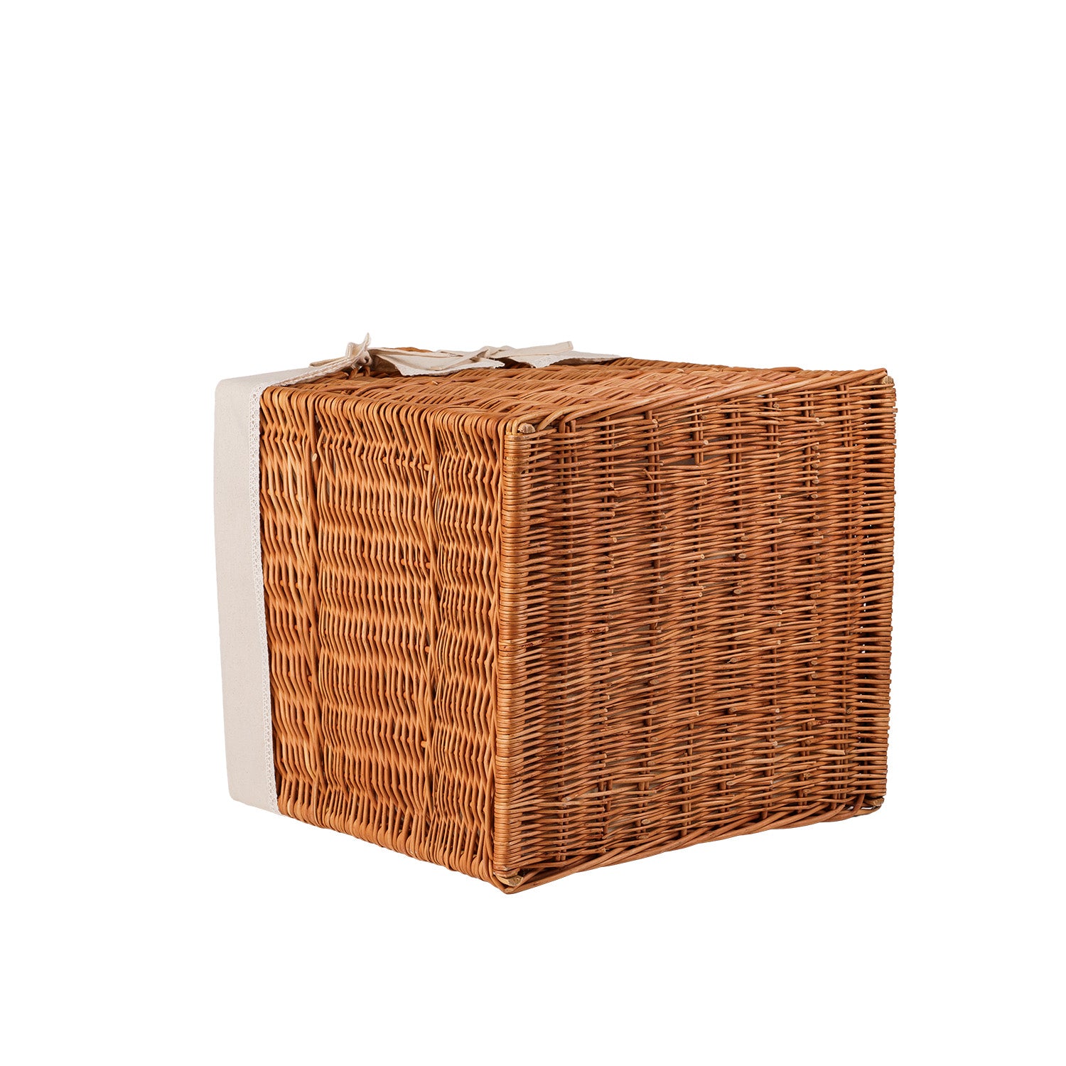 wicker display basket, baguette stand, bread display with trim