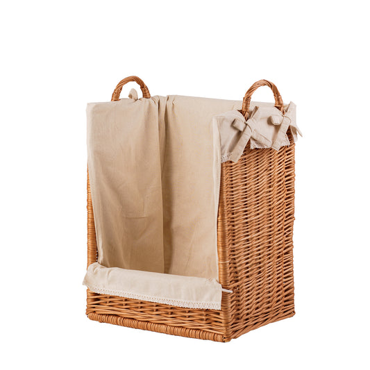 wicker baguette basket with beige trim