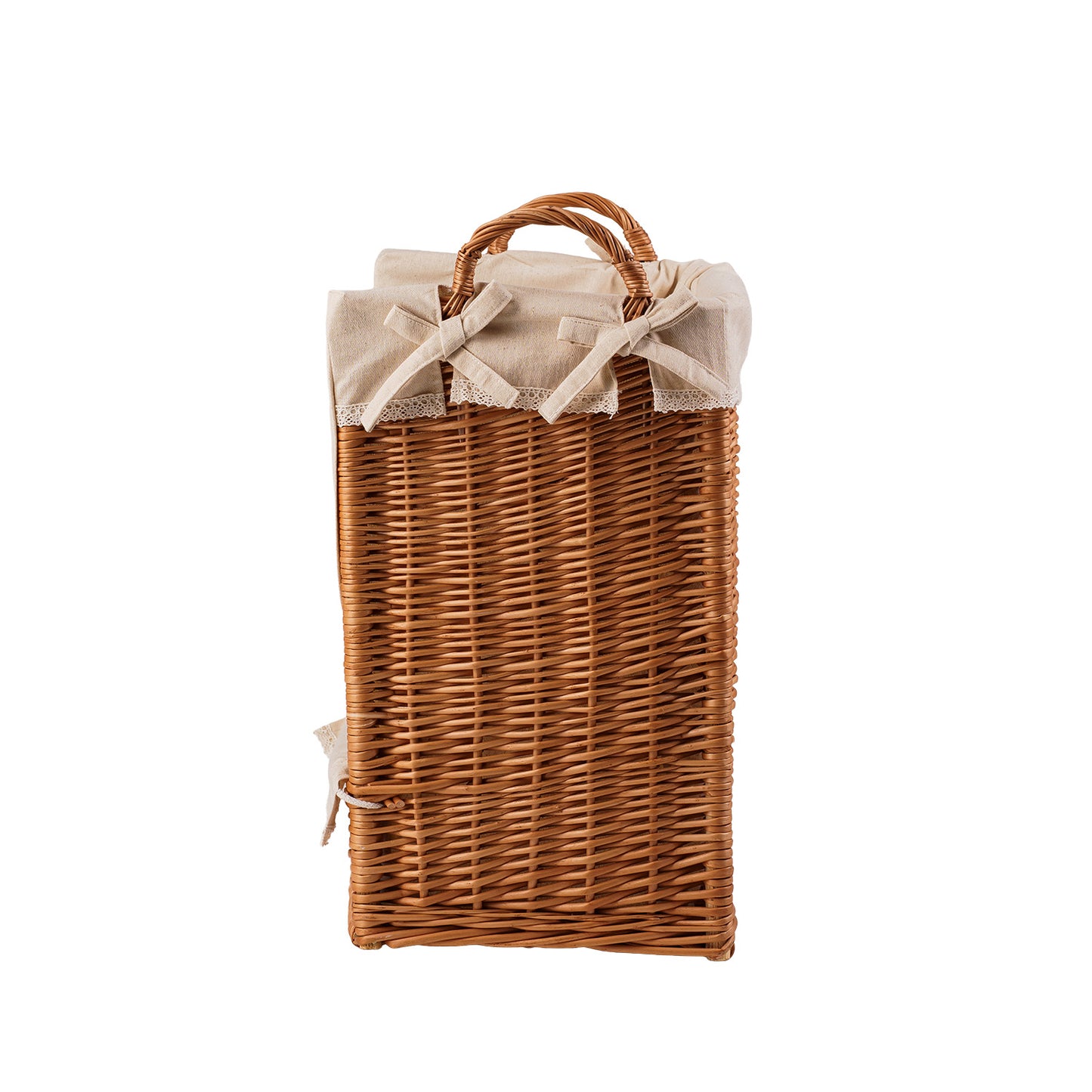 Bretia wiklinowy kosz na bagietki z beżowym obszyciem TheWickerStories