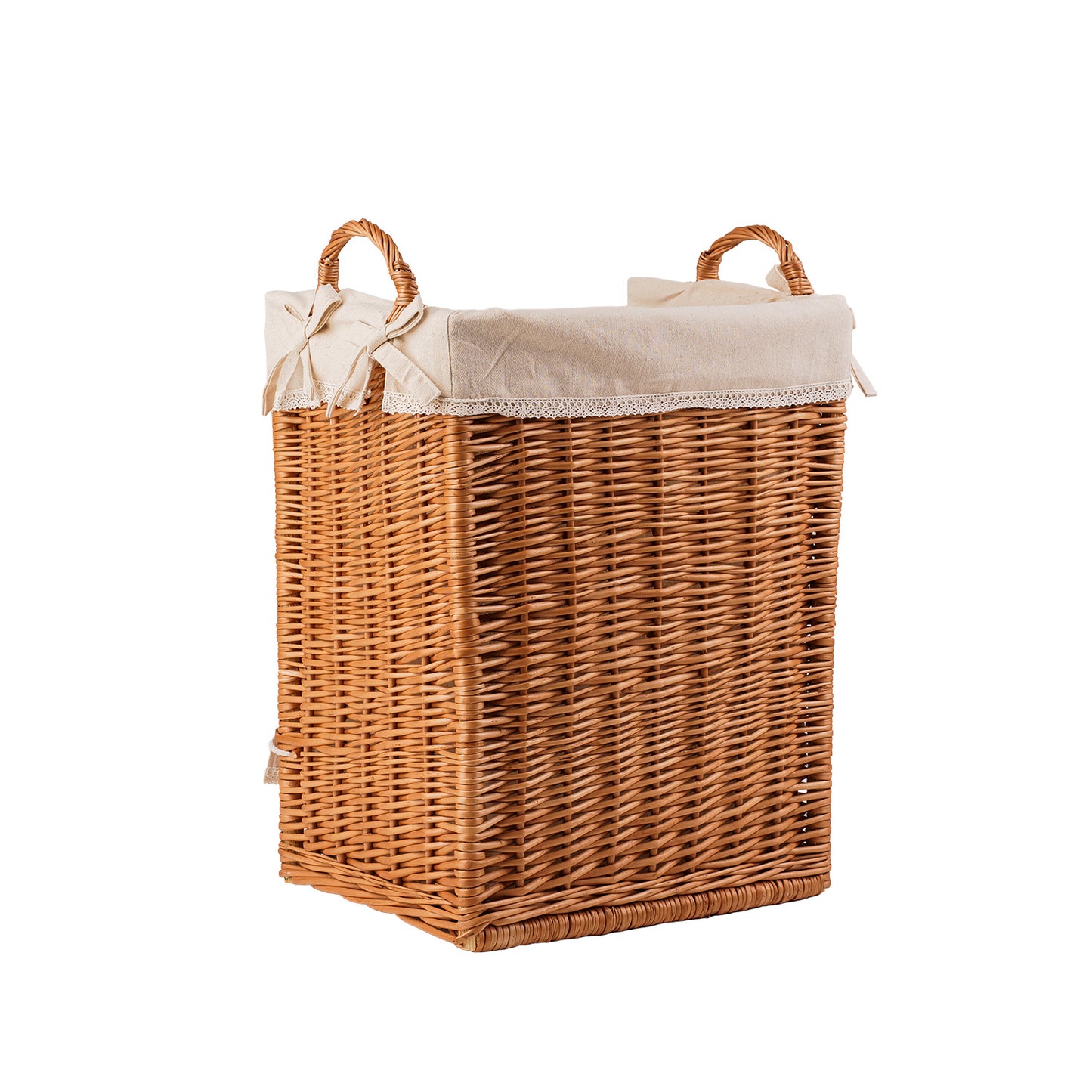 Bretia wiklinowy kosz na bagietki z beżowym obszyciem TheWickerStories