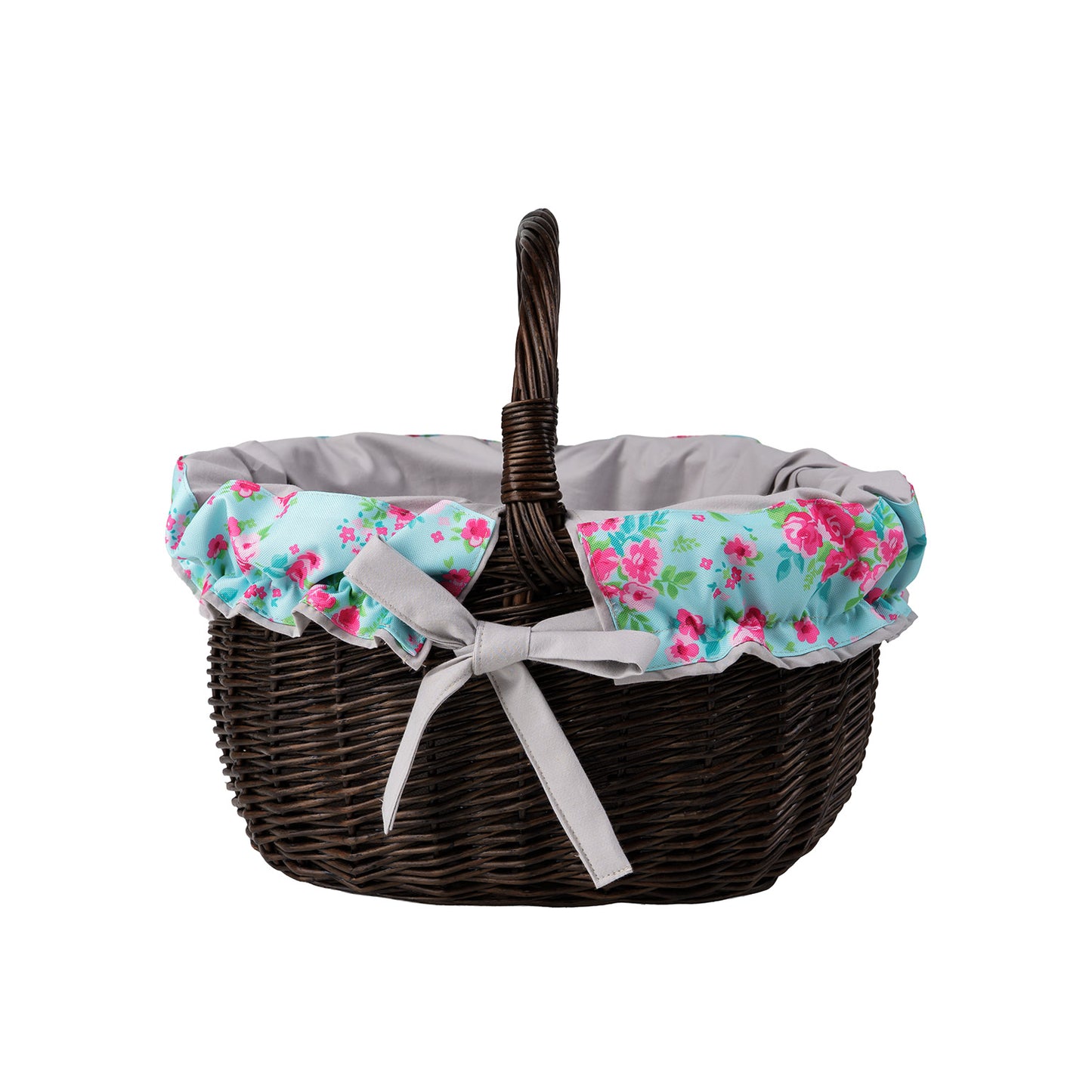 Werburga panier de courses avec poignée en osier et bordure grise TheWickerStories