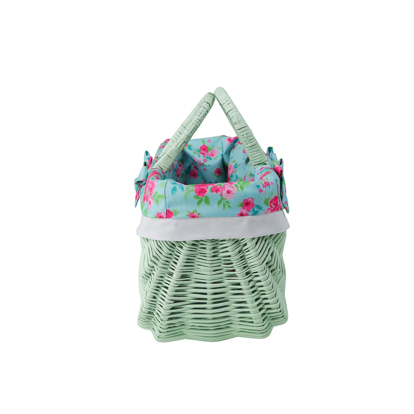 Werlissa wicker shopping basket with mint lining and handles TheWickerStories