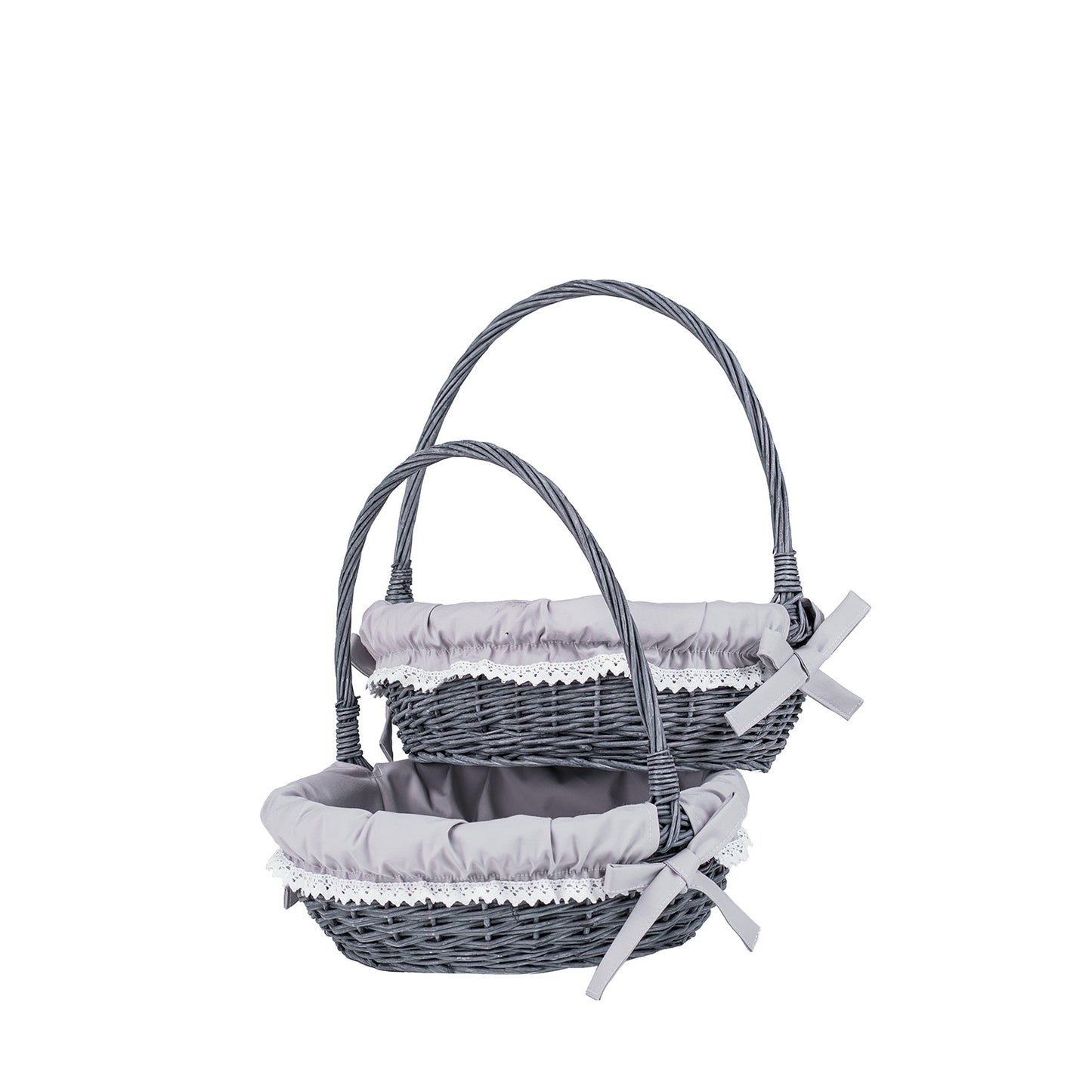 Zerena wicker display basket with gray trim TheWickerStories