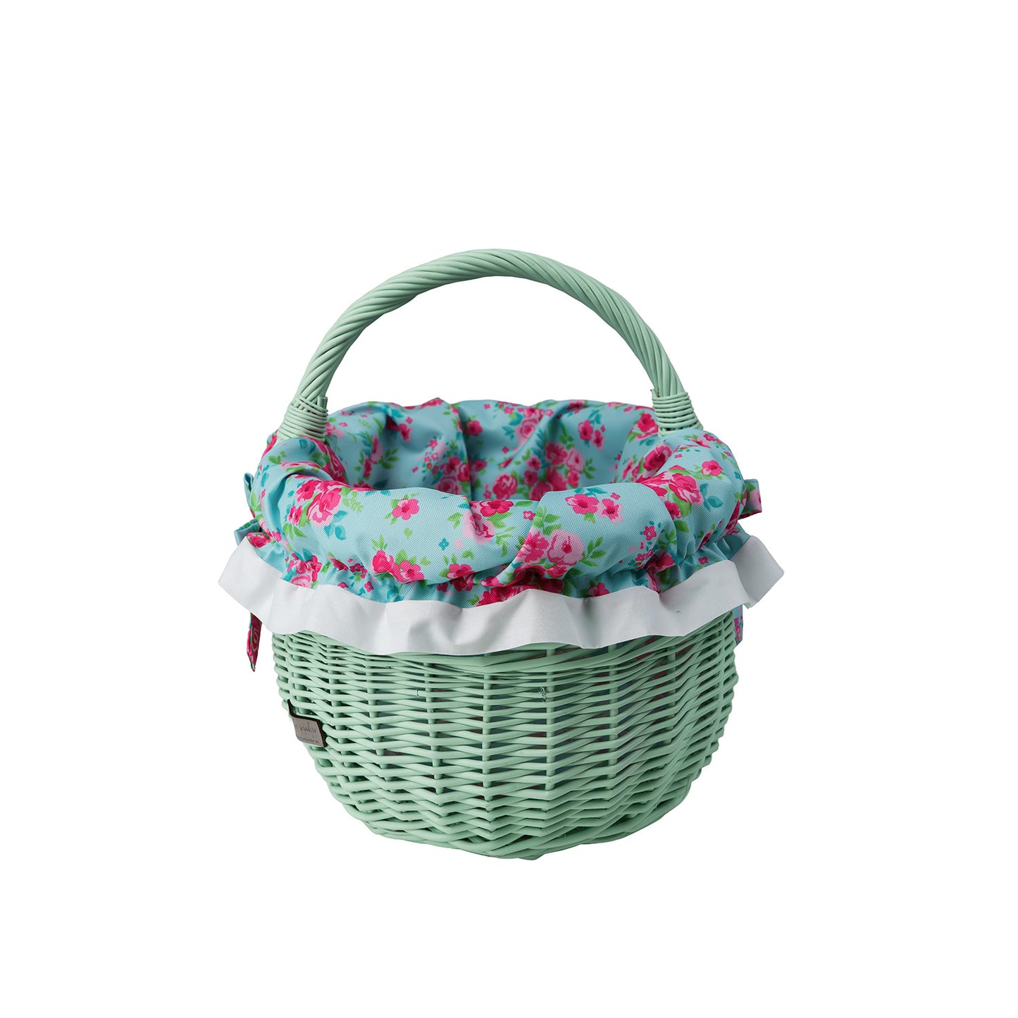 Werburga Einkaufskorb mit Weidenhenkel und grünem Besatz TheWickerStories