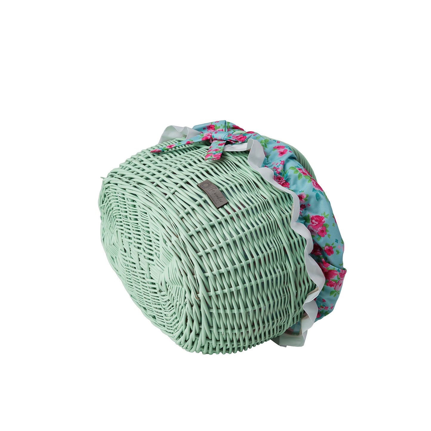 Werburga Einkaufskorb mit Weidenhenkel und grünem Besatz TheWickerStories