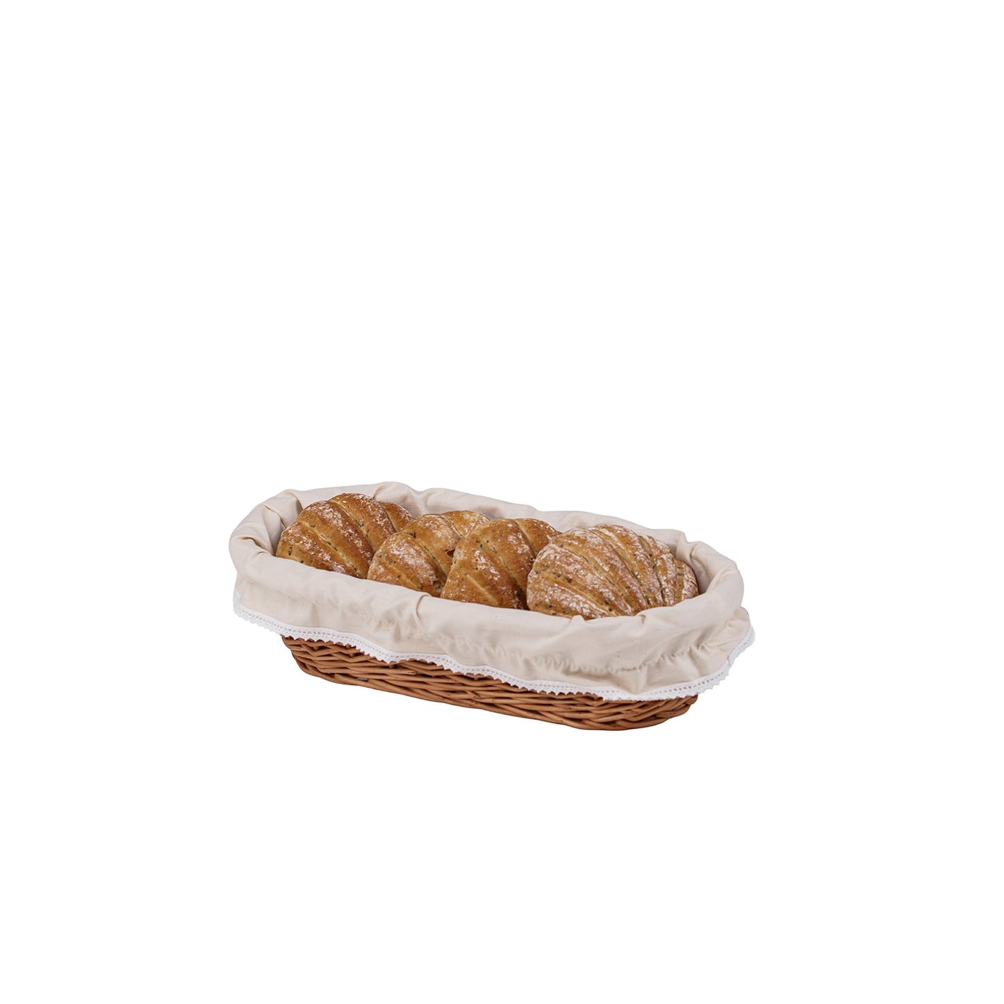 Lamis coș din nuiele pentru pâine pentru expunere cu margine bej, set de 3 bucăți TheWickerStories