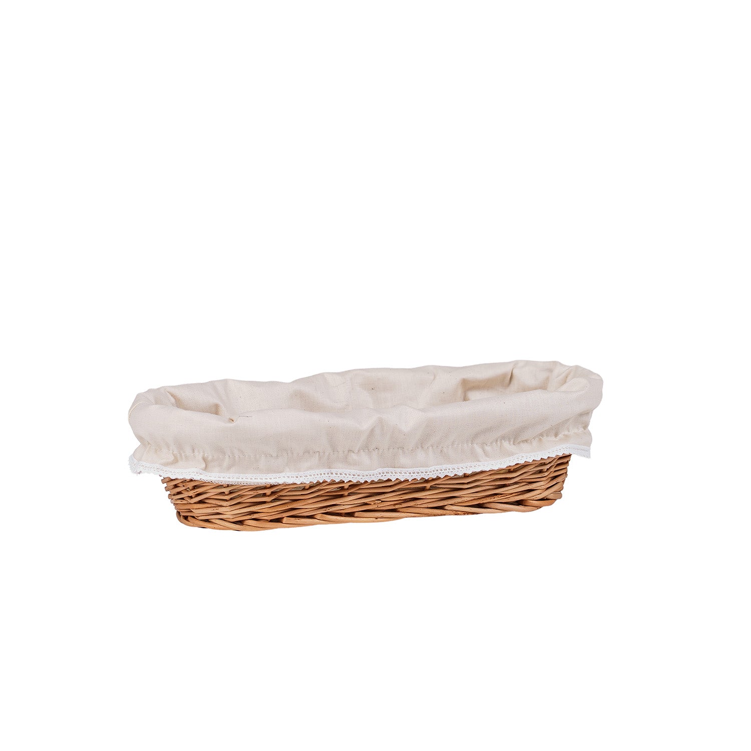 coș din nuiele pentru pâine pentru expunere cu margine bej, set de 3 bucăți