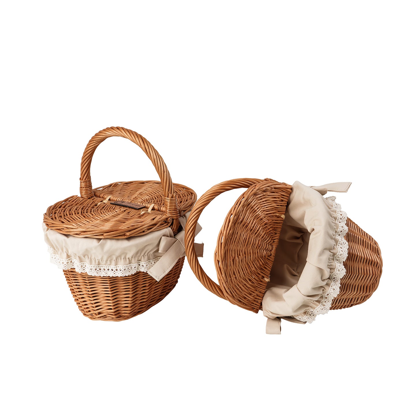 Kastalia wicker basket for children for picnic and play – set of 2, with beige trim, TheWickerStories