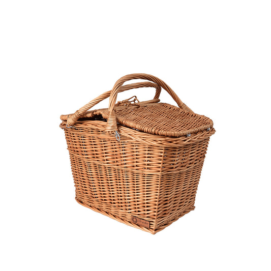 wicker picnic basket with lid and handles