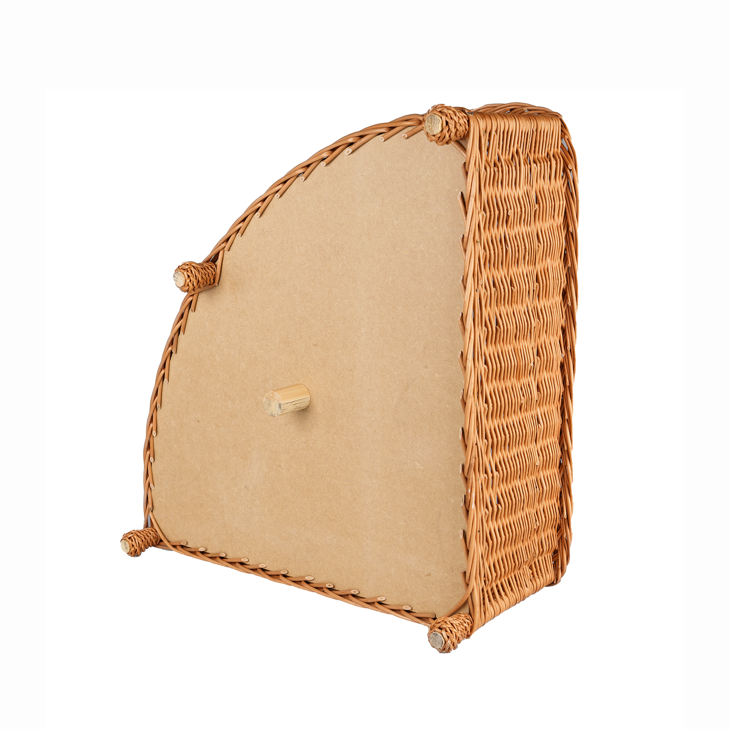 Evania wicker corner pet bed for dogs and cats with cushion and legs TheWickerStories