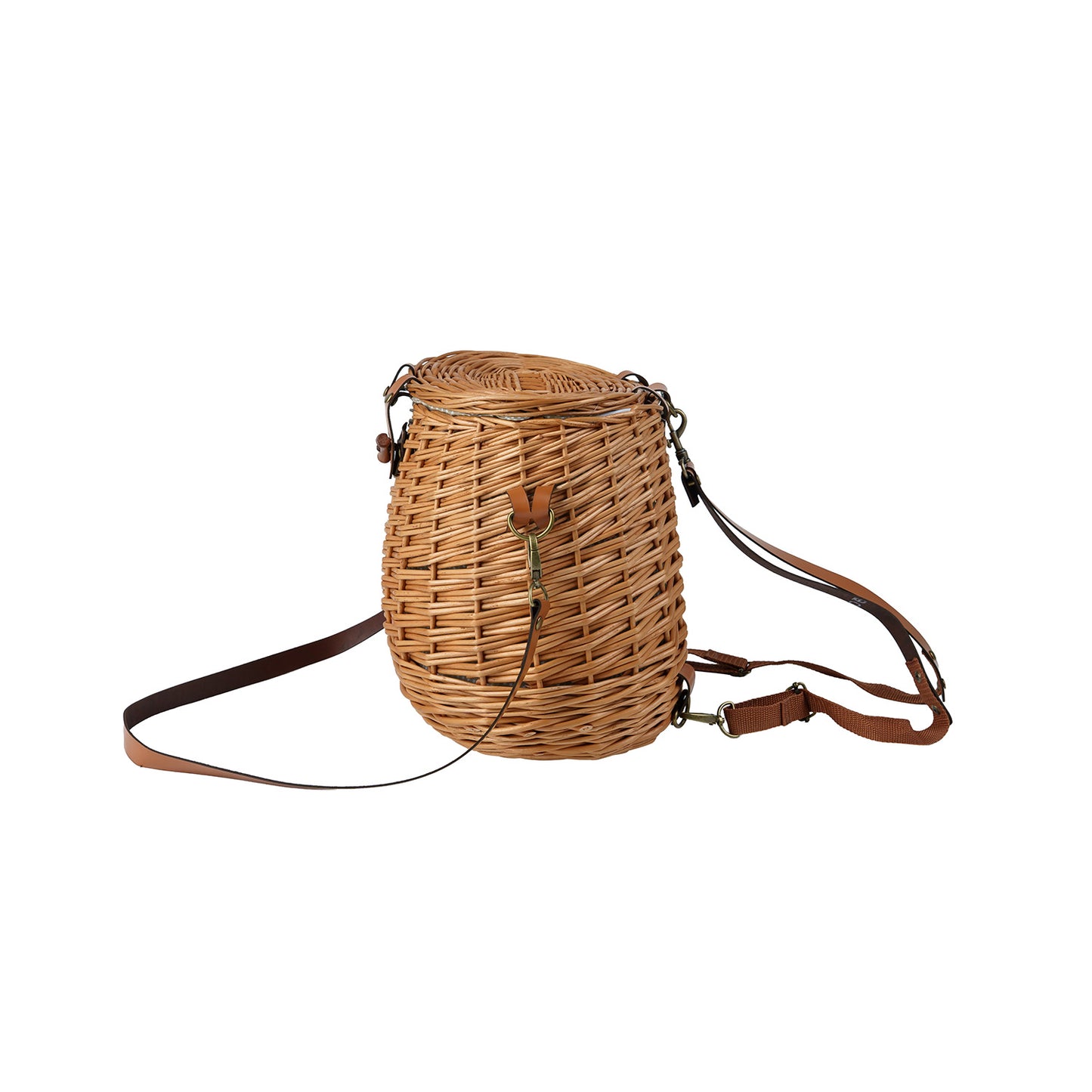 Scout Weidenrucksack mit beigem Stoffeinsatz und Lederriemen TheWickerStories