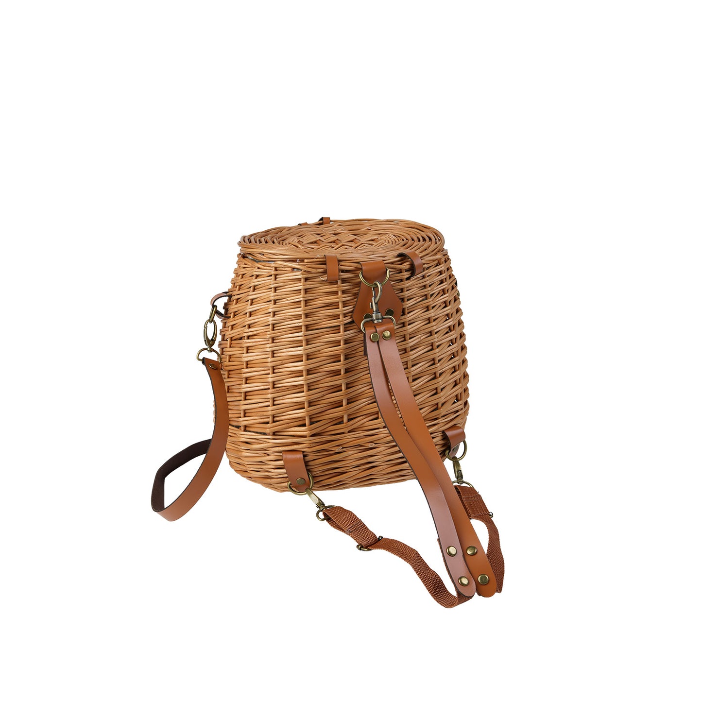 Scout Weidenrucksack mit beigem Stoffeinsatz und Lederriemen TheWickerStories