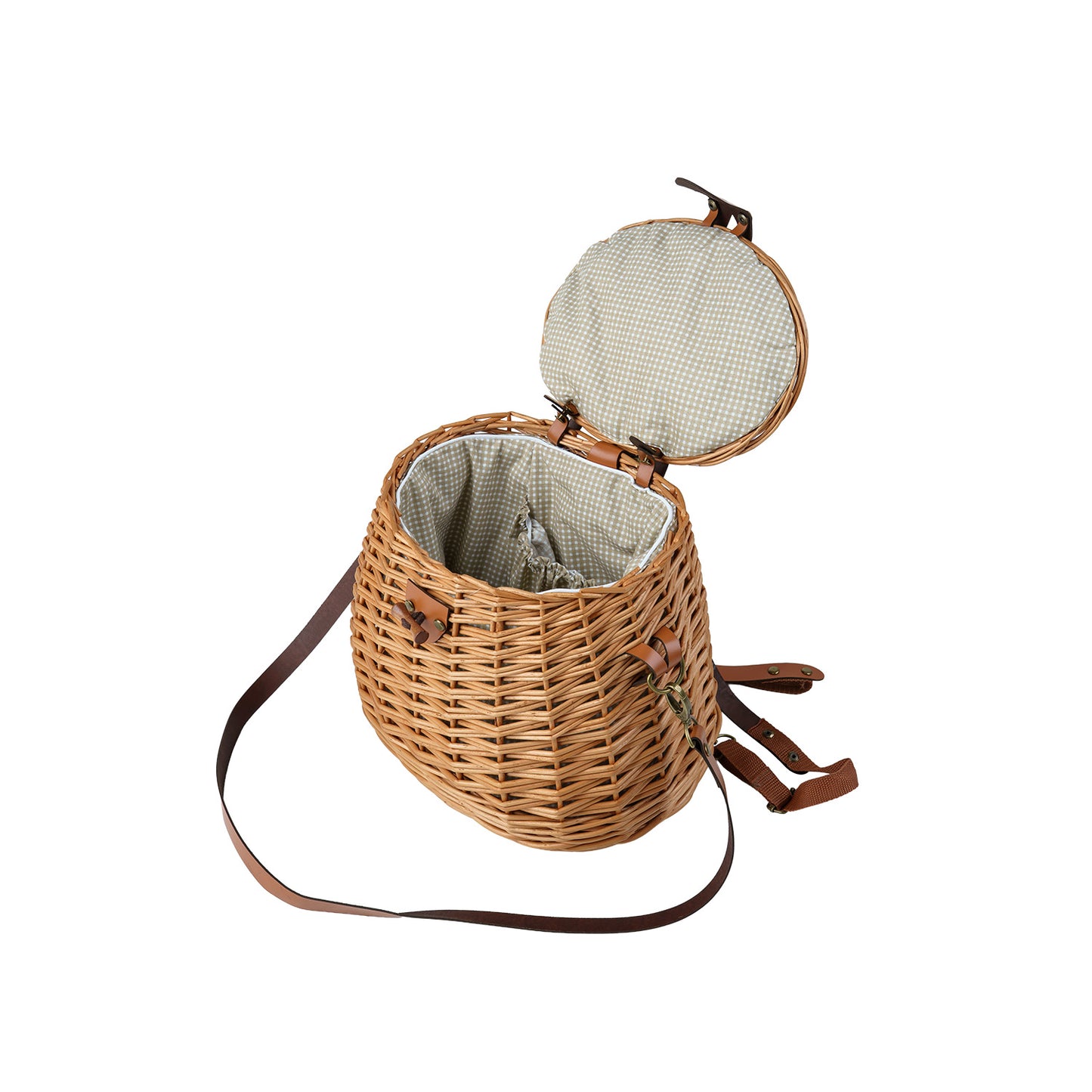 Scout Weidenrucksack mit beigem Stoffeinsatz und Lederriemen TheWickerStories