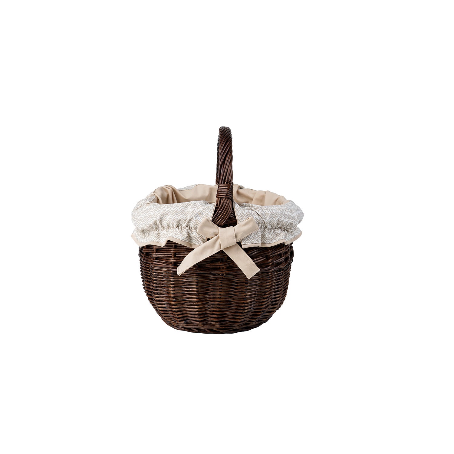 panier d'achat en osier avec bordure crème et poignée