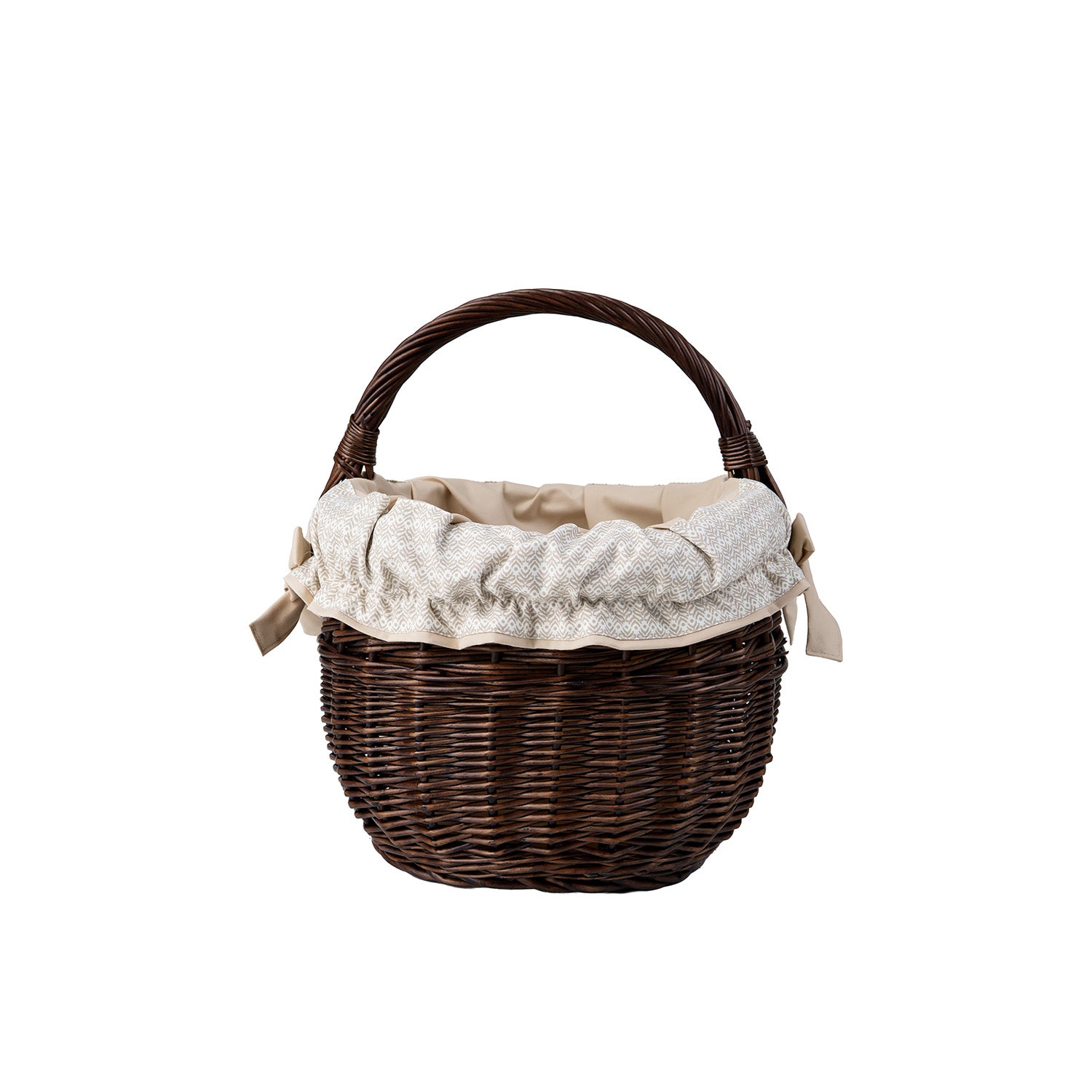 panier d'achat en osier avec bordure crème et poignée