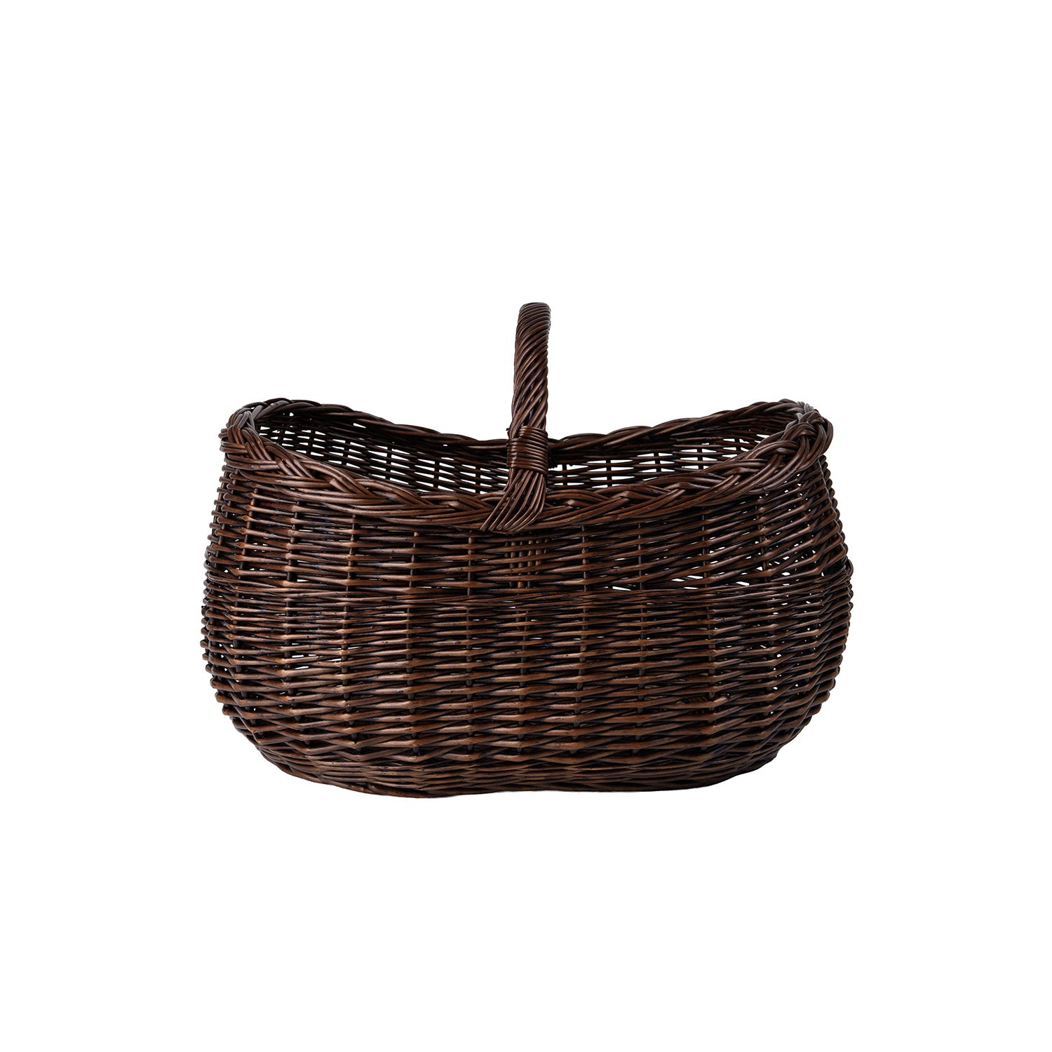 wicker firewood basket with handle for fireplace